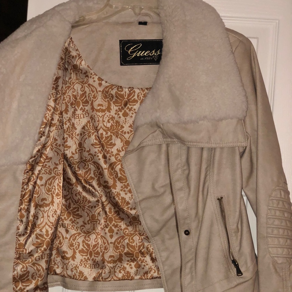 Guess faux leather faux fur collar jacket